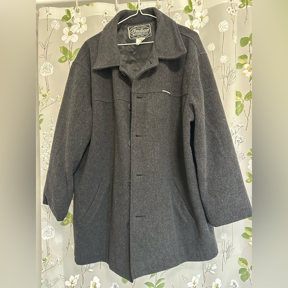 Indian Motocycle Wool Pea Coat Large ptp 26 - Picture 3 of 10